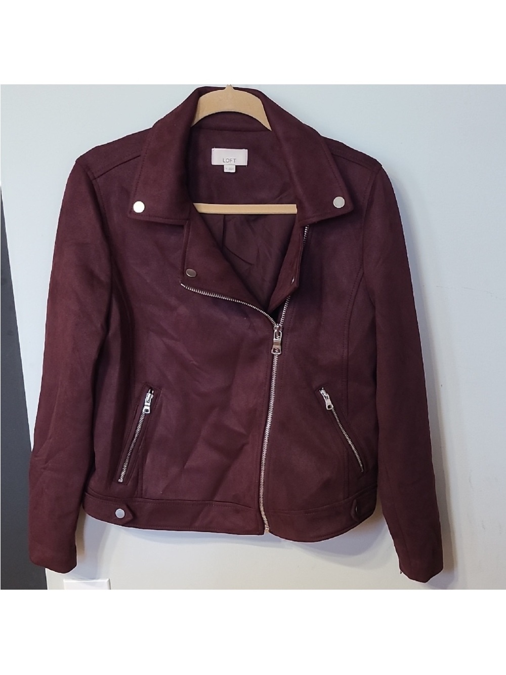 LOFT Women's Deep Burgundy Moto-Style Jacket